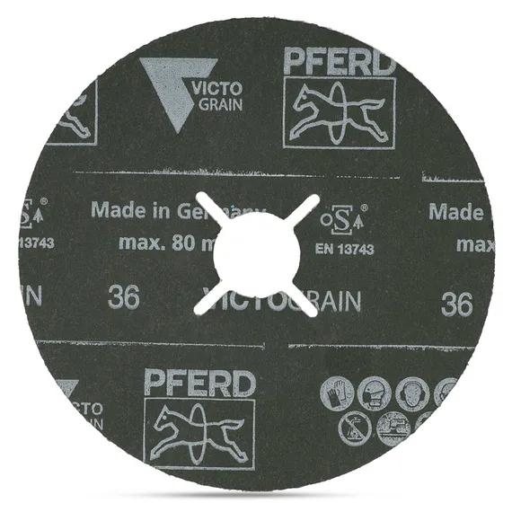 Круг фибровый PFERD FS 125х22 Р36 VICTOGRAIN-COOL с обратной стороны