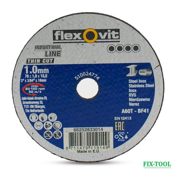 Отрезной круг по металлу 76x1x10 мм Flexovit
