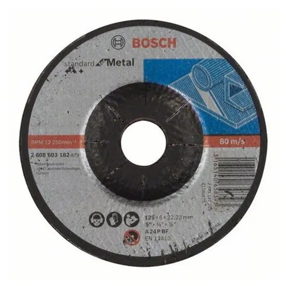 Зачистной круг 125х6х22,23 мм по металлу выпуклый Bosch Standard for Metal