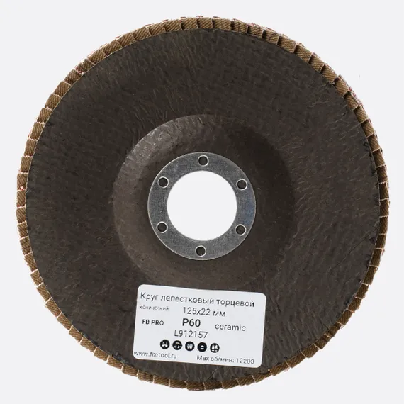 Круг лепестковый торцевой 125x22 мм V P60 FB PRO этикетка