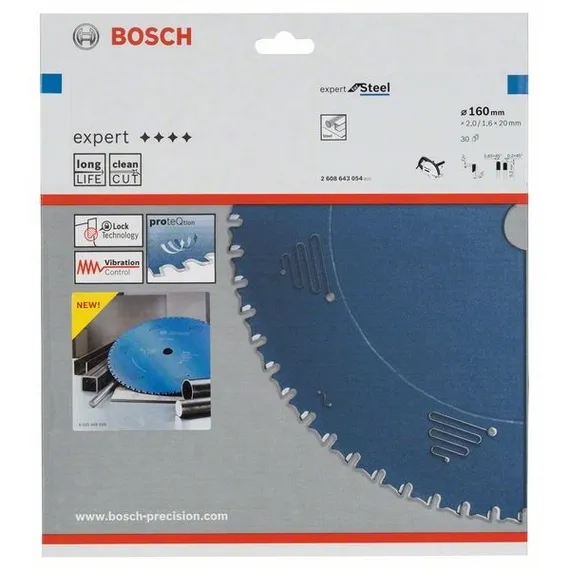 Твердосплавный диск Bosch 160x20 мм по стали 2608643054 в упаковке