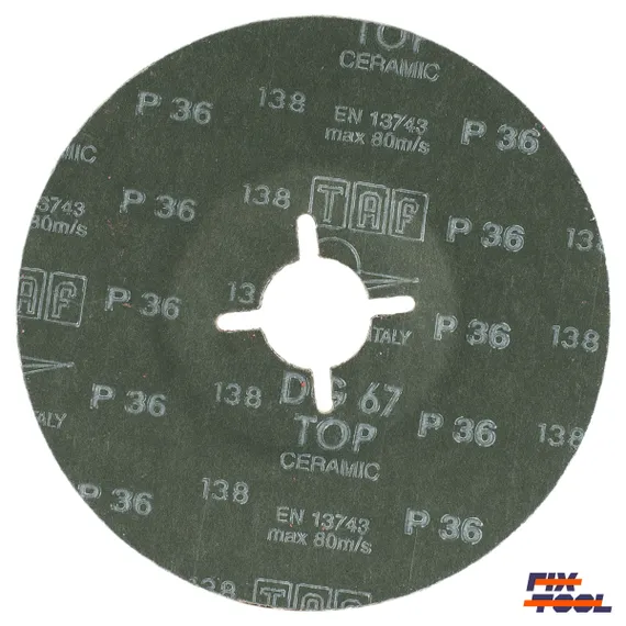 Фибровый круг на белом фоне со стороны маркировки