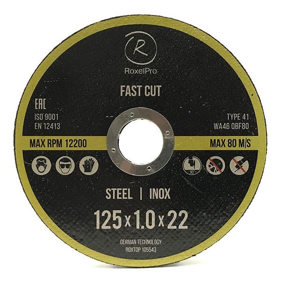 Отрезной круг ROXTOP FAST CUT 125 x 1.0 x 22мм, Т41, нерж.сталь, металл №1