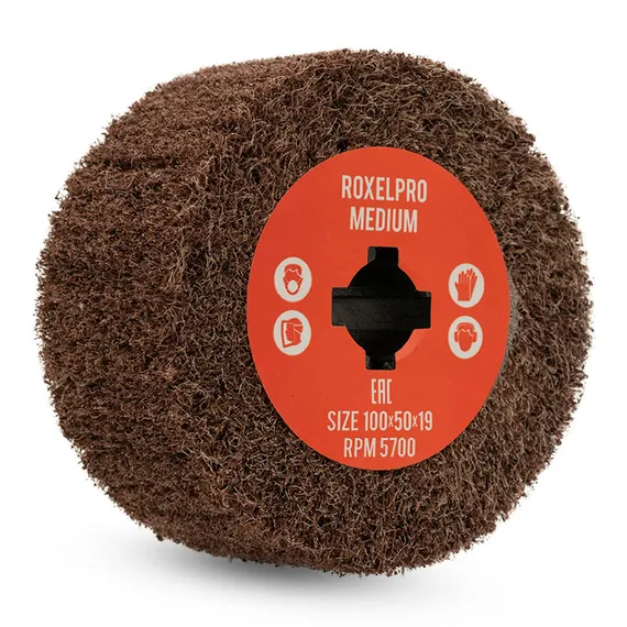 Шлифовальный валик нетканый 100x50x19 мм Medium RoxelPro