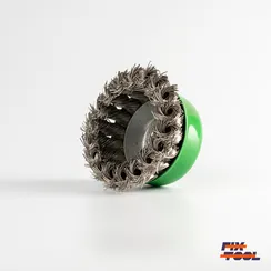 Чашечная щетка Fix Inox витая 75 x 0.5 мм M14 для УШМ ворс нержавеющая сталь