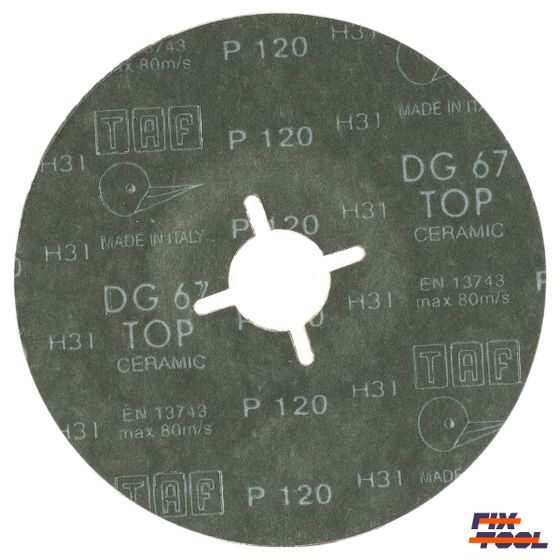 Круг фибровый 125 мм x 22 мм P120 TAF керамика - 25 шт/уп №5 Круг фибровый 125 мм x 22 мм P120 TAF керамика - 25 шт/уп №5