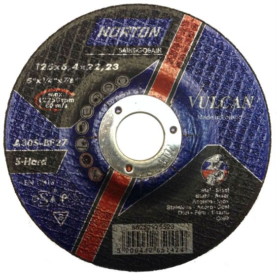 Зачистной круг по нержавеющей стали Norton Vulcan 125 x 6,4 x 22.23 мм 66252925523 №1