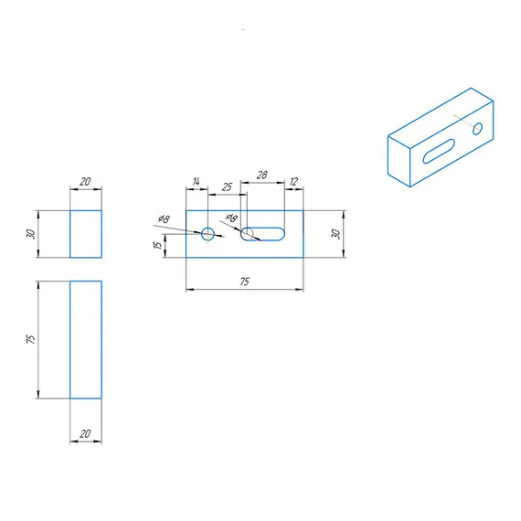 Кронштейн алюминиевый В20 размеры
