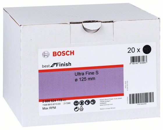 Скотч-брайт Bosch круг серый 125 мм Ultra Fine Velcro №4 Скотч-брайт Bosch круг серый 125 мм Ultra Fine Velcro №4