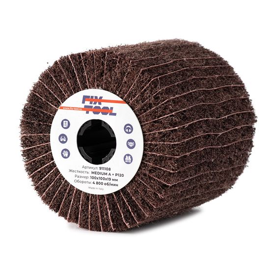 Шлифовальный валик комбинированный 100х100х19 Fix-Tool MEDIUM A + P120 №5