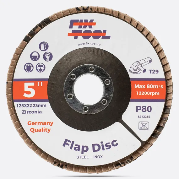 Круг лепестковый торцевой 125x22 мм Fix-Tool Z P80 INOX