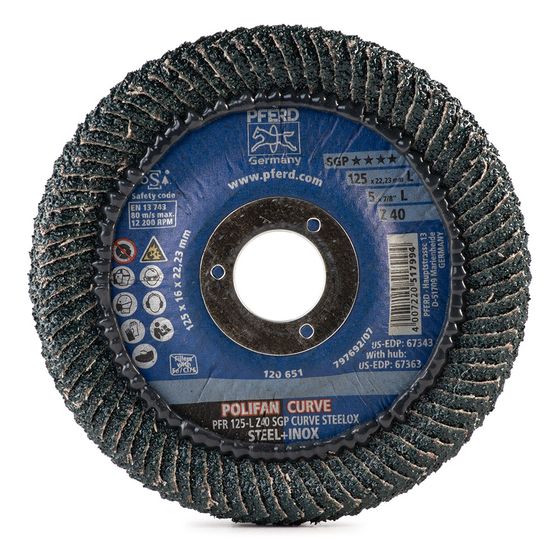 Круг лепестковый PFERD PFR 125x22 L Z40 SGP CURVE STEELOX 790175 №1