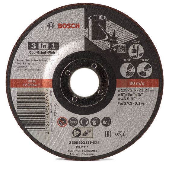 Отрезной круг Bosch 3-в-1 125x2.5x22.23 мм №1