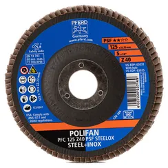 Круг лепестковый торцевой PFERD STEELOX PSF 125x22,23 Z40 конический