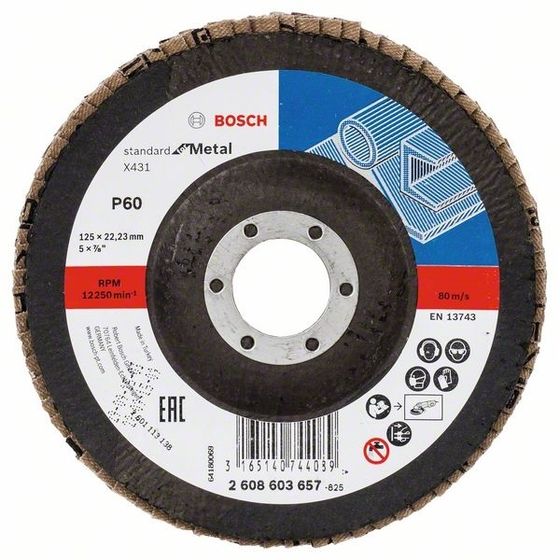 Круг лепестковый торцевой Bosch 125x22 Standard for Metal X431 Р60 2608603657 №1