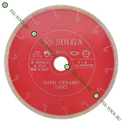 Алмазный диск по керамограниту 200х25,4 мм Solga Diamant HARD CERAMICS
