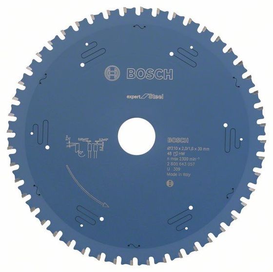 Пильный диск по стали Bosch 210 x 30 x 2,0 мм T48 Expert for Steel №1