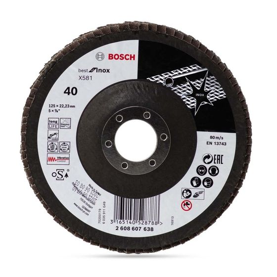 Круг лепестковый торцевой Bosch 125x22 X581 Best for Inox P40 №1